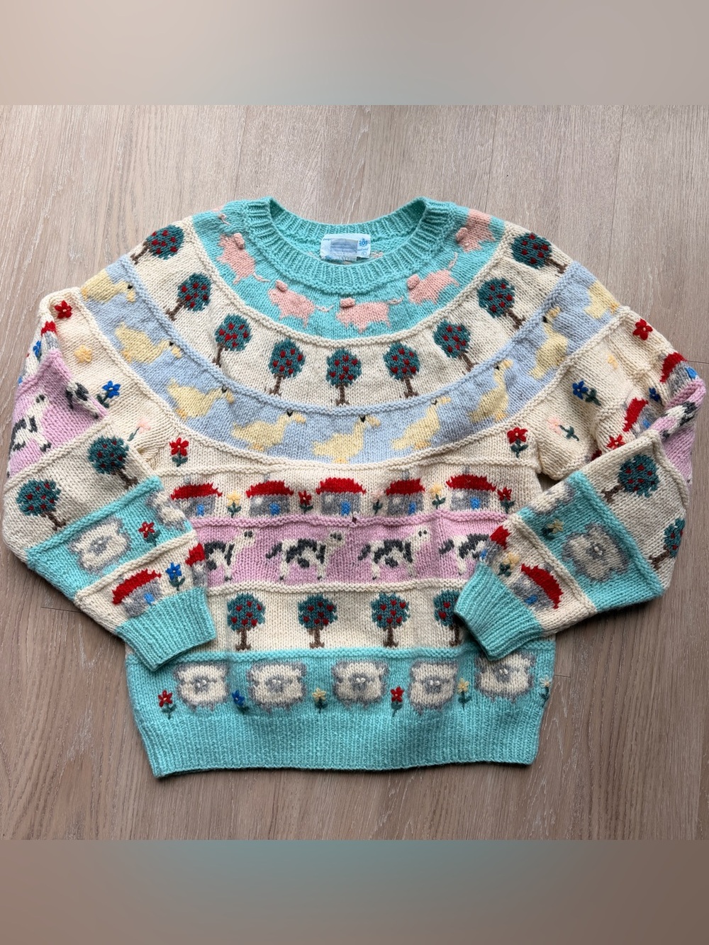 Vintage Deans of Scotland Farm animal wool sweater